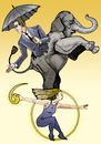 Cartoon: A resilient umbrella (small) by javierhammad tagged elephant,equilibrium,umbrella,circus,surreal
