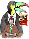 Cartoon: An exotic boss (small) by javierhammad tagged boss,work,employment,relation,office,money,euros,rich,suit,toucan