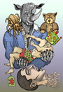 Cartoon: Total submission... (small) by javierhammad tagged illustration,color,draw,surreal,rhino,robot,bear,tarantula,dream,monster,nightmare