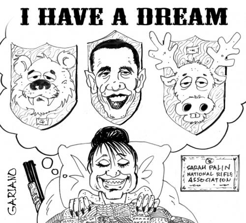 Cartoon: dream (medium) by massimogariano tagged sarah,palin,obama
