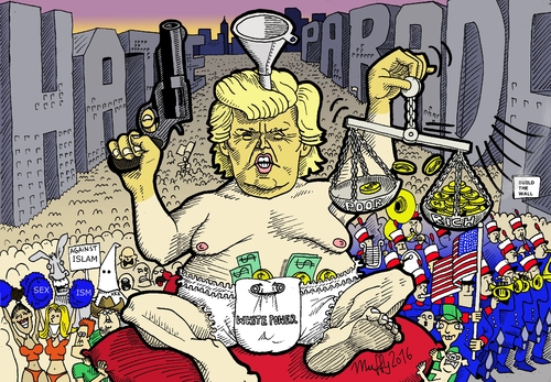 Cartoon: Trumps Hate Parade (medium) by muffy tagged hate,usa,trump