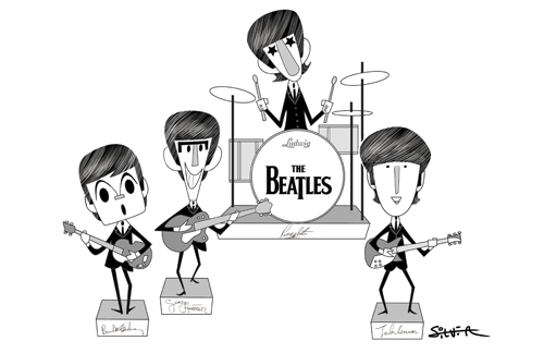 Cartoon: the beatles (medium) by stephen silver tagged the,beatles,stephen,silver,john,lennon,paul,mccartney,ringo,star,george,harrison