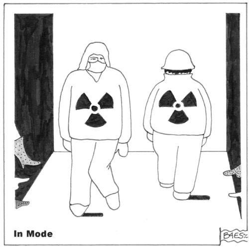 Cartoon: In Mode (medium) by BAES tagged japan,angst,mode,laufsteg,catwalk,modenschau,schutzanzug,fukushima,tschernobyl,kernenergie,atomkraft,supergau,gau,gau,supergau,atomkraft,kernenergie,tschernobyl,fukushima,schutzanzug,modenschau,laufsteg,mode,angst,japan