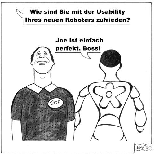 Cartoon: Usability (medium) by BAES tagged roboter,technik,fortschritt,mensch,maschine,usability,roboter,technik,fortschritt,mensch,usability,maschine