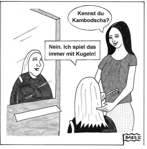 Cartoon: Waschen- Schneiden-Föhnen (medium) by BAES tagged friseur,friseurin,kamm,kambodscha,sport,frau,frauen