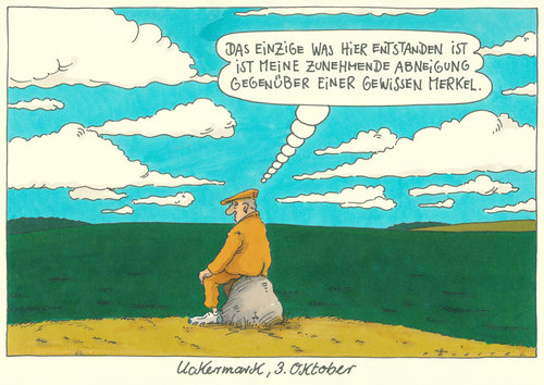 Cartoon: 3. oktober (medium) by Andreas Prüstel tagged tagdereinheit,uckermark,merkel,tag der deutschen einheit,uckermark,merkel,tag,der,deutschen,einheit