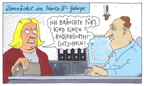 Cartoon: alles wird gut (medium) by Andreas Prüstel tagged hartz4,kosten,für,schulkinder,hartz4,kosten,schulkinder,kinder,schule,geld,hartz,arbeit,job