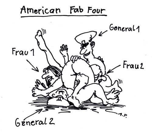 Cartoon: american fab four (medium) by Andreas Prüstel tagged usa,generäle,fbi,armee,cia,petraeus,affäre,usa,generäle,fbi,armee,cia,petraeus,affäre
