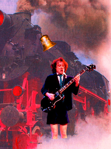 Cartoon: angus young (medium) by Andreas Prüstel tagged acdc,angus,young,leadgitarist,songwriter,energie