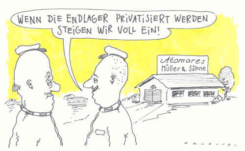 Cartoon: atomares (medium) by Andreas Prüstel tagged atommüll,endlager,privatisierung,atommüll,endlager,privatisierung,müll,atomkraft,umwelt,natur,energien