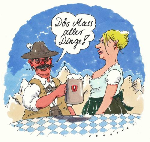 Cartoon: bavarius (medium) by Andreas Prüstel tagged bayern,bier,dirndl,spatenbräu,mass,lebensphilosophie,bayern,bier,dirndl,spatenbräu,mass,lebensphilosophie