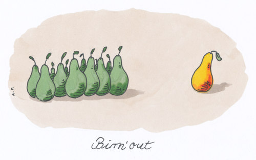 Cartoon: birnout (medium) by Andreas Prüstel tagged burnoutsyndrom,burnout syndrom,arbeit,stress,burnout,syndrom