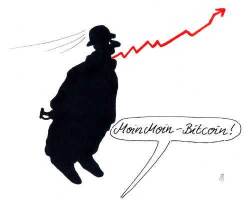Cartoon: bitcoin (medium) by Andreas Prüstel tagged bitcoin,virtuelle,währung,internet,börse,cartoon,karikatur,andreas,pruestel,bitcoin,virtuelle,währung,internet,börse,cartoon,karikatur,andreas,pruestel