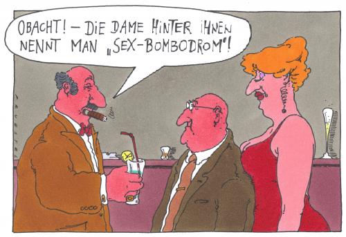Cartoon: bombodrom (medium) by Andreas Prüstel tagged sexbombe,kneipe