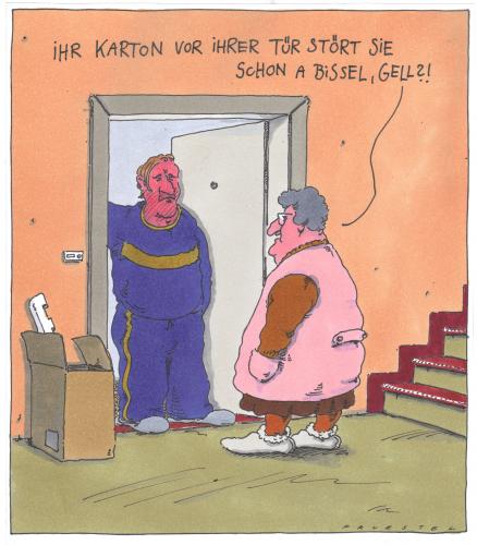 Cartoon: deutsch (medium) by Andreas Prüstel tagged ordnung,treppenhaus,nachbarschaft,nachbarn,nachbar,wohnen,haus,hausflur,treppenhaus,treppen,stören,störung,ordnung,sauberkeit,deutschland,putzfrau,hauswart,hausmeister