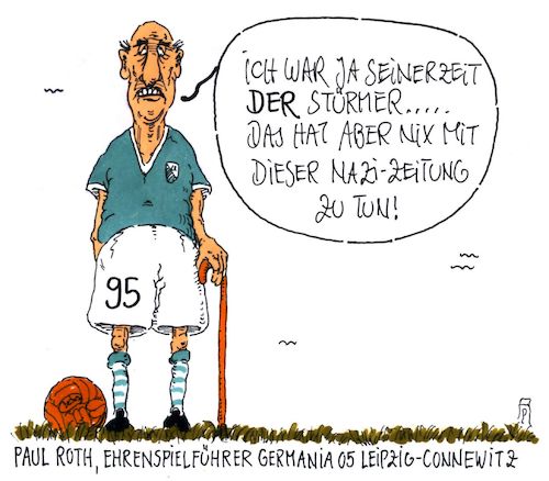 Cartoon: ehrenspielführer (medium) by Andreas Prüstel tagged fußball,ehrenspielführer,stürmer,der,zeitung,nazizeit,leipzig,connewitz,cartoon,karikatur,andreas,pruestel,fußball,ehrenspielführer,stürmer,der,zeitung,nazizeit,leipzig,connewitz,cartoon,karikatur,andreas,pruestel