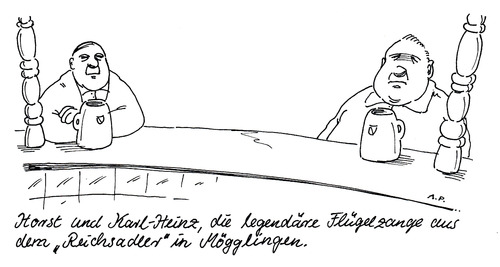Cartoon: flügelzange (medium) by Andreas Prüstel tagged fußball,fußballvokabular,kneipe,mögglingen,reichsadler,fußball,kneipe