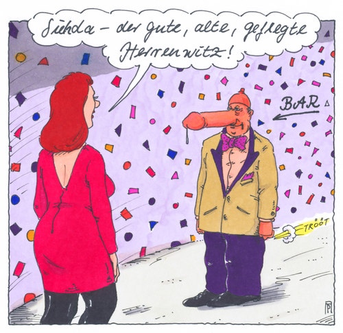 Cartoon: herrenwitz (medium) by Andreas Prüstel tagged herrenwitz,sexismus,rainer,brüderle,bar,herrenwitz,sexismus,rainer,brüderle,bar