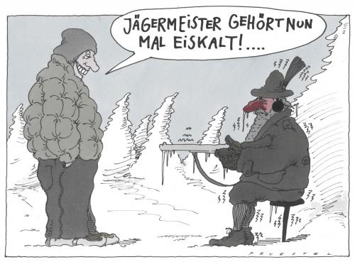 Cartoon: im werbe-wald (medium) by Andreas Prüstel tagged kräuterschnaps,werbetexte,jäger