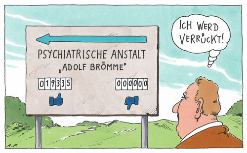 Cartoon: klapsmühle (medium) by Andreas Prüstel tagged verrücktheit,meinungsäußerung,klinik,facebook,psychiatrie