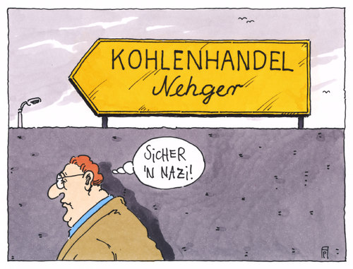 Cartoon: kohlenhandel (medium) by Andreas Prüstel tagged rassismus,unworte,kohlenhandel,nazi,neonazi,cartoon,karikatur,rassismus,unworte,kohlenhandel,nazi,neonazi,cartoon,karikatur