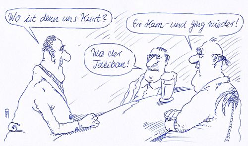 Cartoon: kommen und gehen (medium) by Andreas Prüstel tagged afghanistan,kundus,taliban,bundeswehr,cartoon,karikatur,andreas,pruestel,afghanistan,kundus,taliban,bundeswehr,cartoon,karikatur,andreas,pruestel