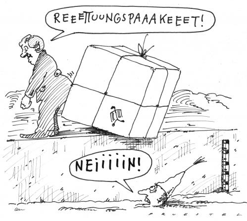 Cartoon: konjunkturpaket (medium) by Andreas Prüstel tagged konjunkturpaket,merkel