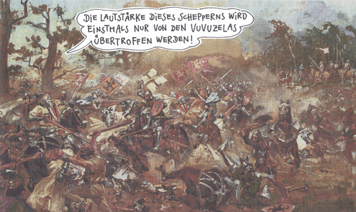 Cartoon: lärmhistorie (medium) by Andreas Prüstel tagged vuvuzelas,ritterkampf