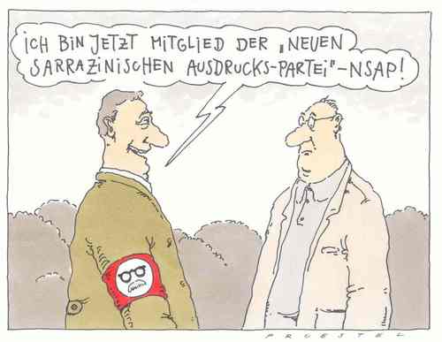 Cartoon: neue partei (medium) by Andreas Prüstel tagged sarrazin,rechtspopulismus,partei,meinungsumfrage