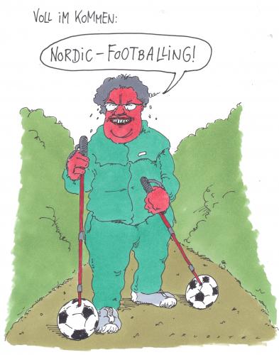 Cartoon: new trend (medium) by Andreas Prüstel tagged nordicwalking,freizeitsport,fußball