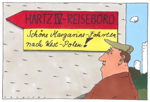 Cartoon: o.t. (medium) by Andreas Prüstel tagged hartz,iv,arbeitslosigkeit,reisen,hartz,iv,gez,arbeitslosigkeit,tv,arbeitslos,arbeit,job,karriere,beruf
