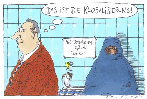 Cartoon: pachttoilette (medium) by Andreas Prüstel tagged globalisierung,wc
