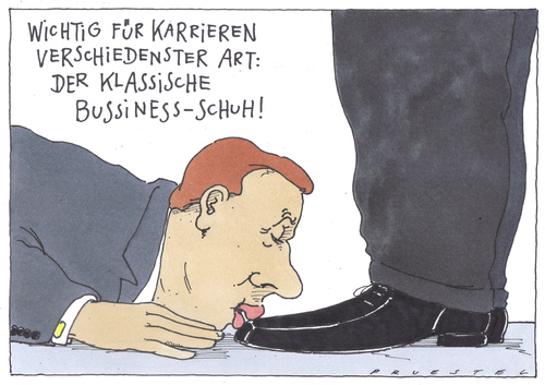 Cartoon: rüstzeug (medium) by Andreas Prüstel tagged business,karriere,kleidung,business,karriere,kleidung,job,arbeit,büro,firma,schuhe,küssen