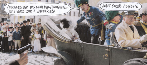 Cartoon: sarajevo 1914 (medium) by Andreas Prüstel tagged attentat,franz,ferdinand,sarajevo,serbien,österreich,ungarn,erster,weltkrieg,collage,cartoon,andreas,pruestel