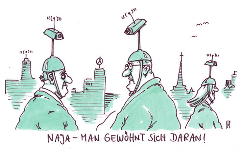 Cartoon: sicher leben (medium) by Andreas Prüstel tagged totalüberwachung,videoüberwachung,videoüberwachung,totalüberwachung