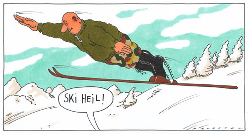 Cartoon: springerstiefel (medium) by Andreas Prüstel tagged neonazi,gruß,skispringen,wintersport,springerstiefel,neonazi,nazi,rechts,szene,wintersport,ski,springerstiefel,skispringen,sport hitler,sport,hitler