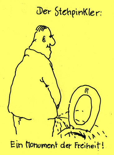 Cartoon: stehpinkler (medium) by Andreas Prüstel tagged pruestel,andreas,karikatur,cartoon,männer,gerichtsurteil,stehpinkler,pissen,pinkeln