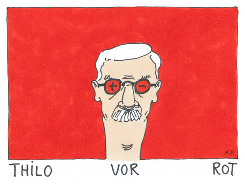 Cartoon: thilo s. (medium) by Andreas Prüstel tagged sarrazin,spd,sarrazin,spd