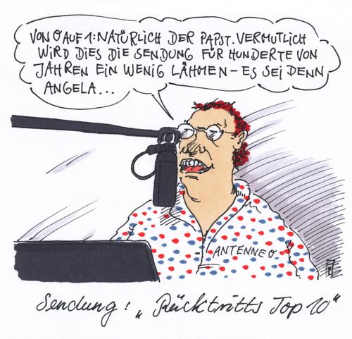 Cartoon: top ten (medium) by Andreas Prüstel tagged papst,benedikt,rücktritt,angela,merkel,radio,topten,papst,benedikt,rücktritt,angela,merkel,radio,topten