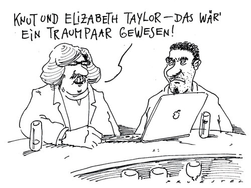 Cartoon: traumpaar (medium) by Andreas Prüstel tagged eisbär,knut,elizabethtayler,tod,kino,hollywood