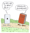 Cartoon: begegnung (small) by Andreas Prüstel tagged ipad,buch,tradition,moderne