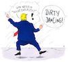Cartoon: dirty dancing (small) by Andreas Prüstel tagged usa,trump,sonderermittler,mueller,abschlussbericht,entlastung,nichtentlastung,cartoon,karikatur,andreas,pruestel
