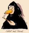 Cartoon: mit wurst (small) by Andreas Prüstel tagged wurst,fleisch,krebs,krebsrisiko,darmkrebs,tod,selbstbildnis,cartoon,karikatur,andreas,pruestel