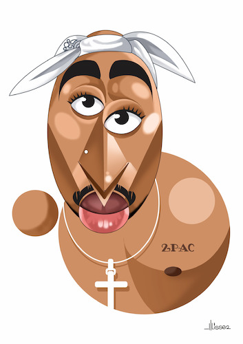 Cartoon: Tupac Shakur (medium) by Ulisses-araujo tagged tupac,shakur