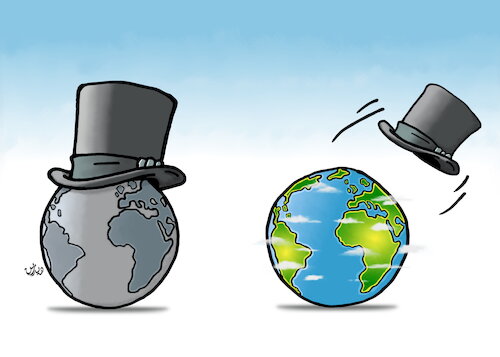 Cartoon: capitalism hat hat off cartoon (medium) by handren khoshnaw tagged capitalizm,hat,hatoff,earth,environment,nature,money,accessories,industry,handren,khoshnaw,top,high,topper