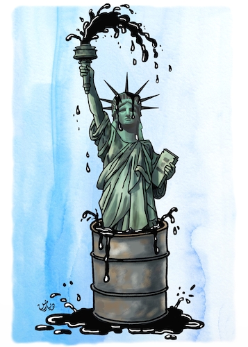Cartoon: Freedom and natural resources (medium) by handren khoshnaw tagged handren,khoshnaw,usa,oil,petrol,venezuela,maduro,liberty,democracy