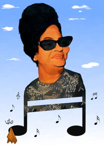 Cartoon: um kalthum caricature (medium) by handren khoshnaw tagged handren,khoshnaw,caricature,arab,singer,umkalthum,egypt