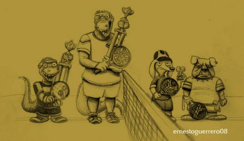 Cartoon: match (medium) by ernesto guerrero tagged sports