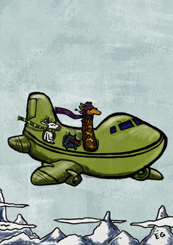 Cartoon: travel (medium) by ernesto guerrero tagged aeroplane,travel,animals
