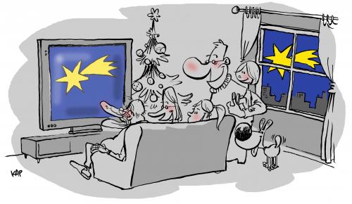Cartoon: Christmas on television (medium) by kap tagged christmas,nöel,navidad,nadal,weihnacht,kap